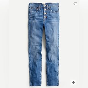 J Crew 9" High-Rise Toothpick jean with Button Closure